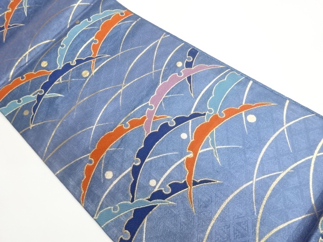 JAPANESE KIMONO / FUKURO OBI / SILK / WOVEN SNOWFLAKE & GRASS